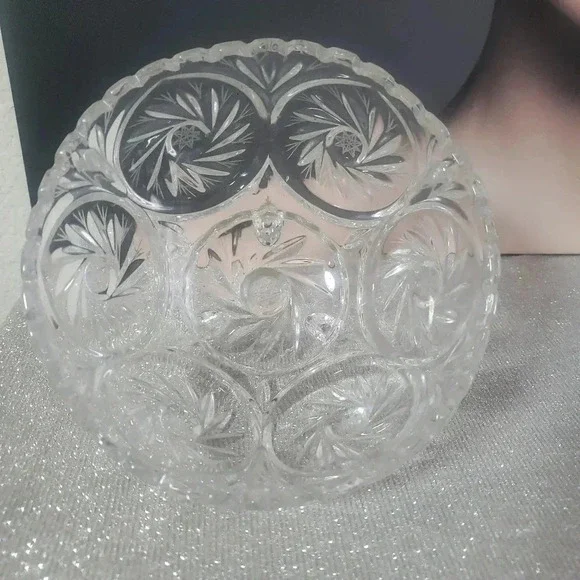 French Brilliant Cut Crystal Curled Footed Bowl - Picture 2 of 3